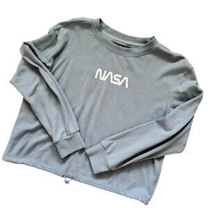 NASA Love Is Universal Cropped Drawstring Sweatshirt